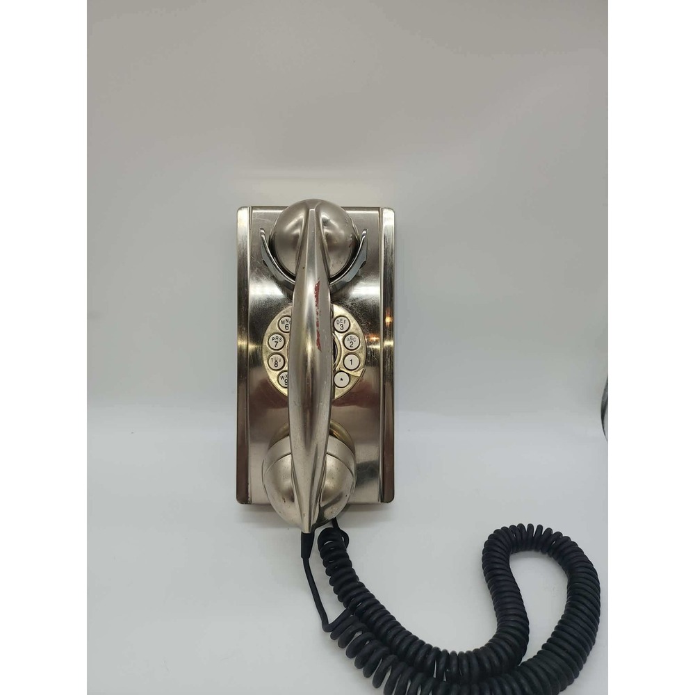 Crosley CR55 Wall Mount Telephone Brushed Chrome Retro Push Button Dial